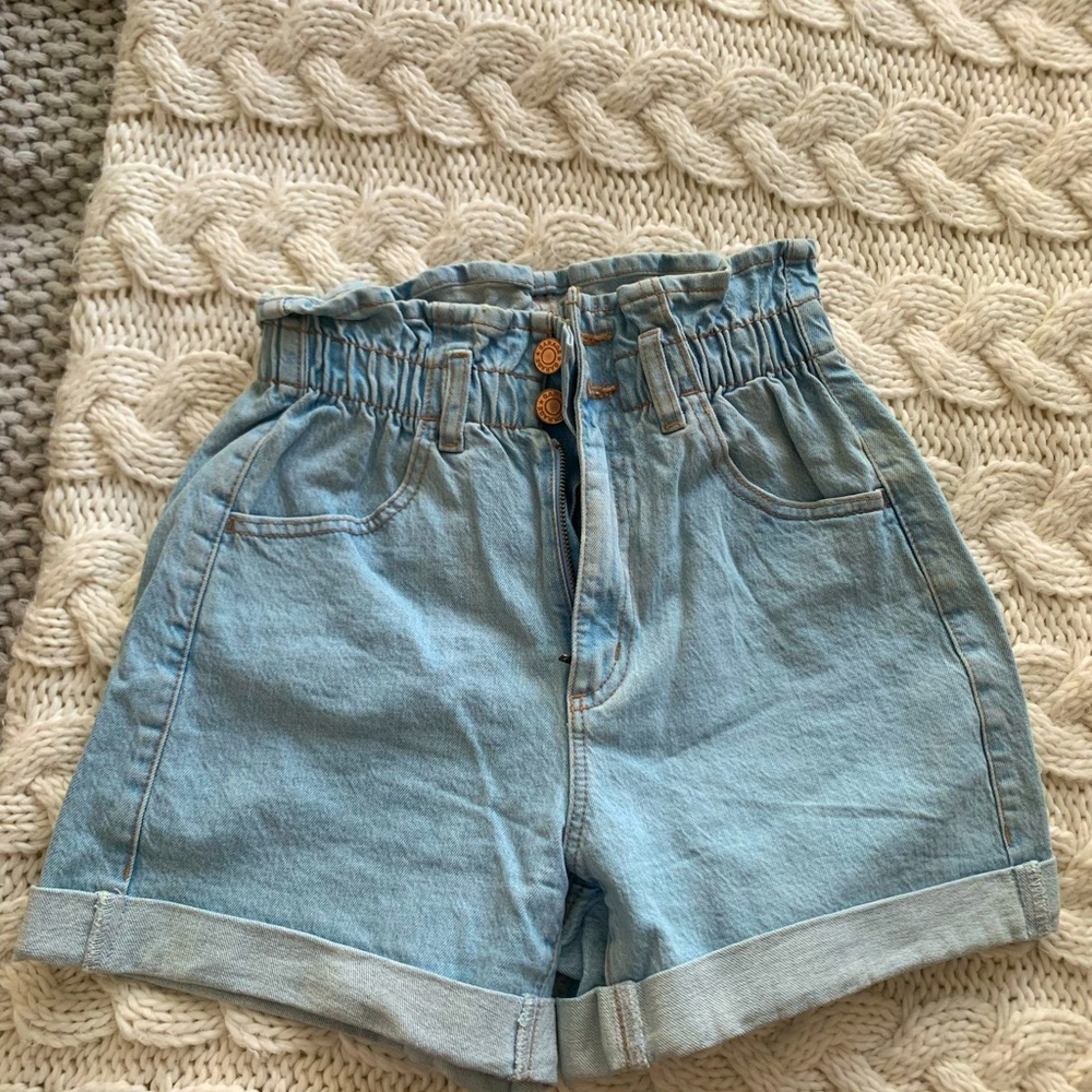 Bomber jean shorts